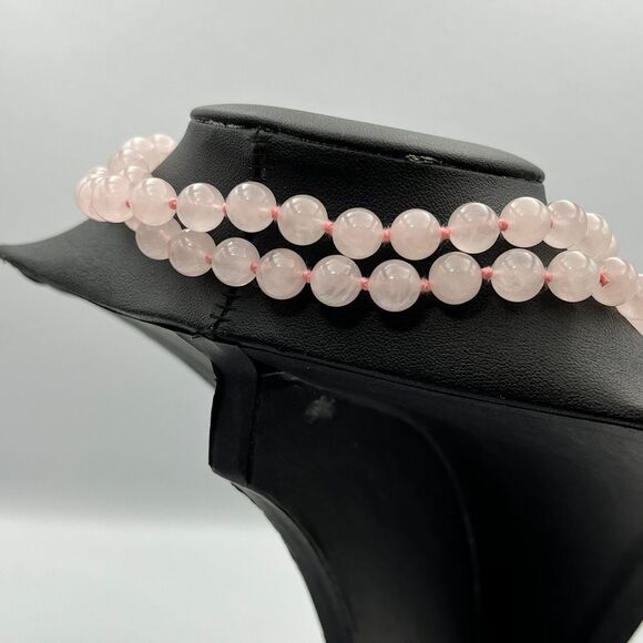 Hand knotted 8mm rose quartz Necklace - Picture 6 of 6
